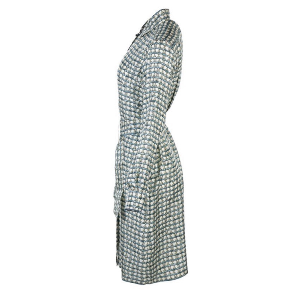 Max Mara Cupido Silk Logo Monogram Shirt Dress Geometric Midi Quiet Luxury - Picture 4 of 16